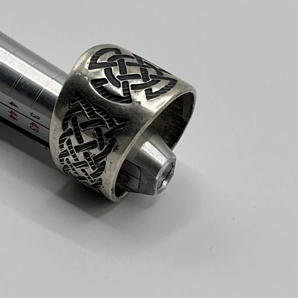 STERLING SILVER Oxidized CELTIC KNOT BAND RING Men’s SIZE 11.5 925 Vintage Rare